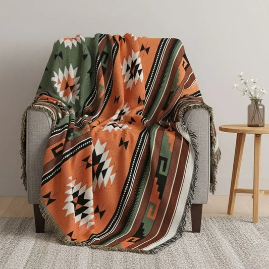 Boho Geometric Cotton Sofa Throw Blanket Indoor Outdoor Picnic Blanket
