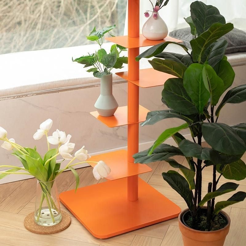 Industrial Steel Vertical Bookshelf Plant Stand Modern Storage