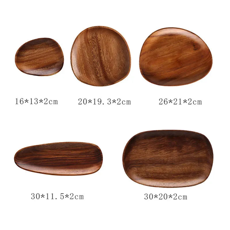 Acacia Wood Serving Tray Set 5-Piece Entertaining Board Home Decor