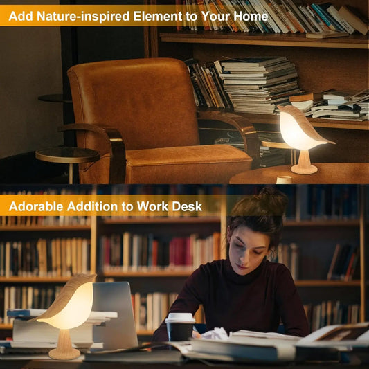 LED Touch-Control Bird Table Lamp Rechargeable USB Cordless Dimmable Home Decor