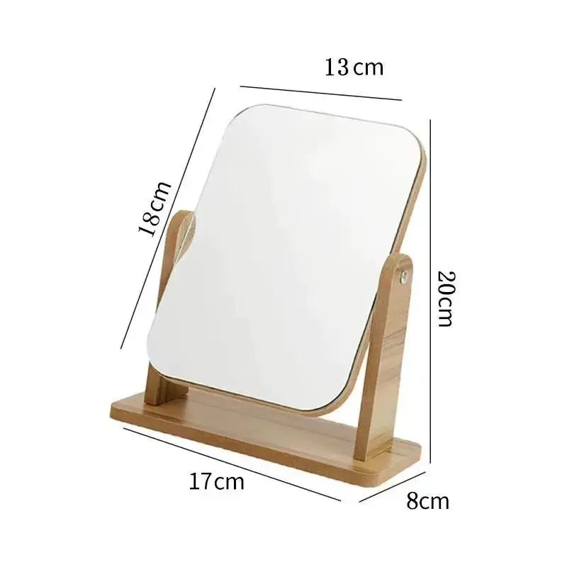 Wooden Desktop Vanity Mirror Double Sided Adjustable Makeup Mirror