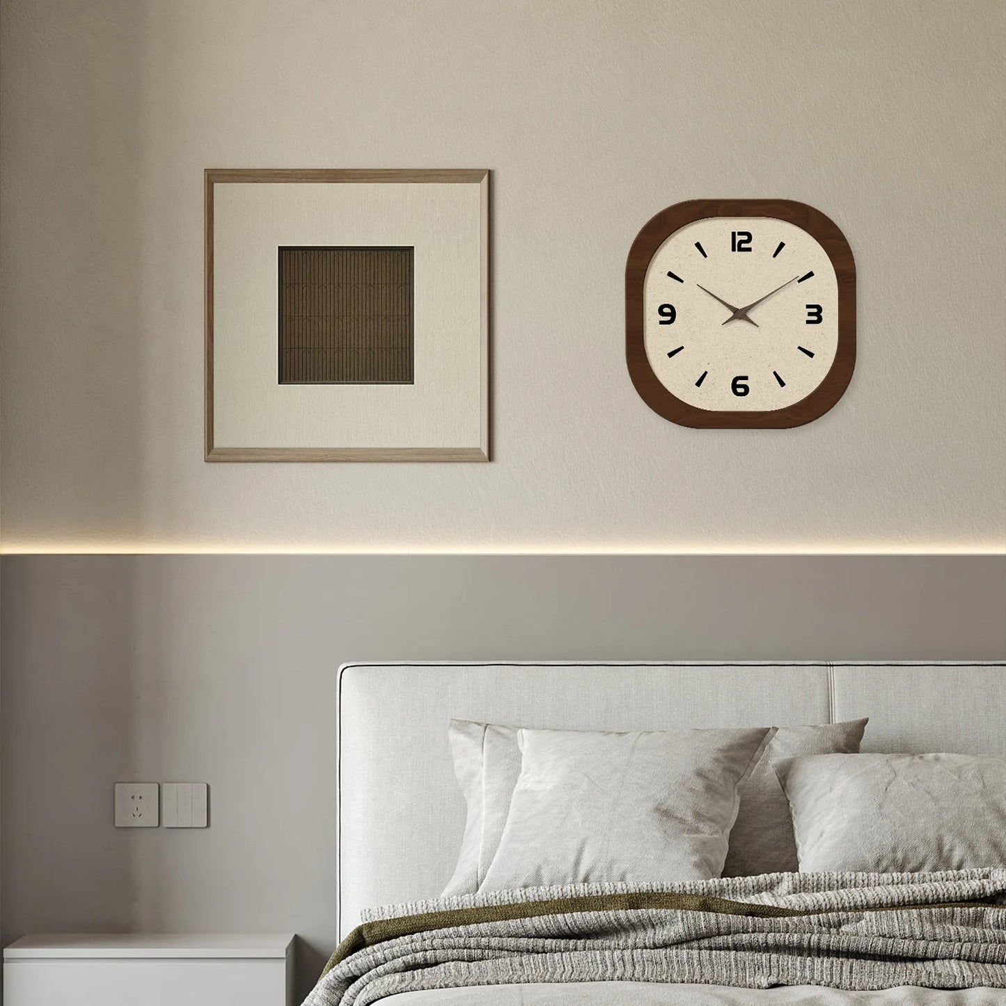 French Retro Crystal Porcelain Square Wall Clock Silent Quartz Home Decor