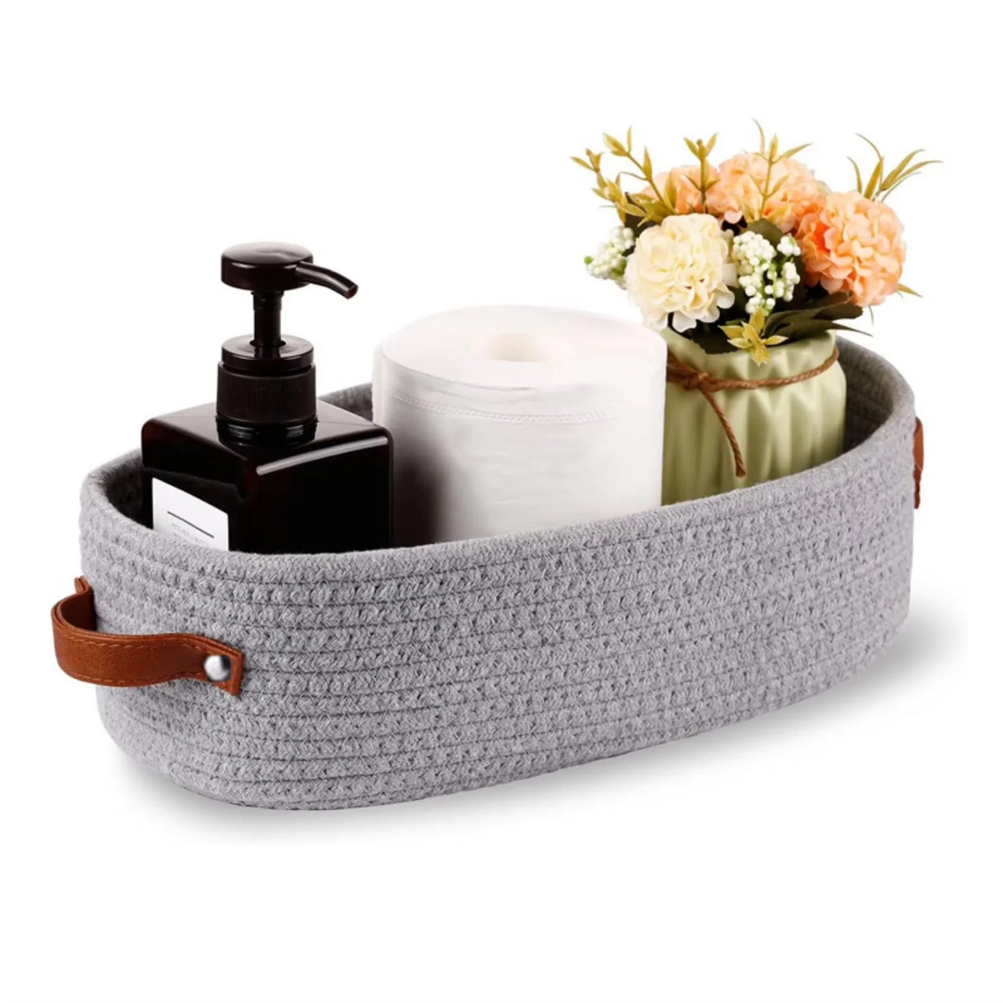 Oval Woven Storage Basket Multifunctional Bathroom Organiser Home Decor