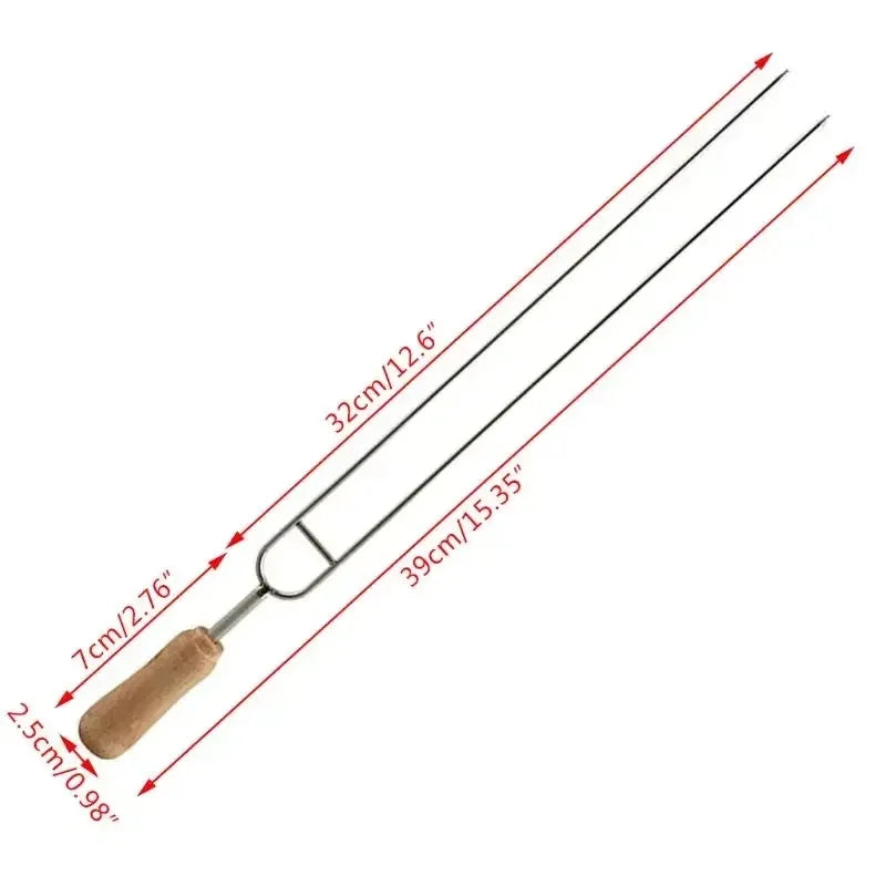 6-Piece Stainless Steel U-Shaped BBQ Skewer Set Double Prong Grilling Forks Outdoor