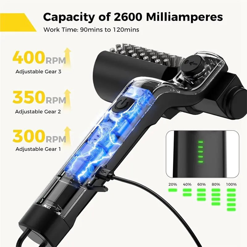 Electric Rotary BBQ Grill Cleaner Brush Wireless Stainless Steel Outdoor