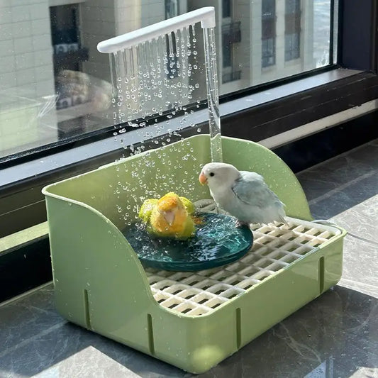 Automatic Circulating Bird Bath Basin USB Powered Pet Bird Shower Bathing Accessory