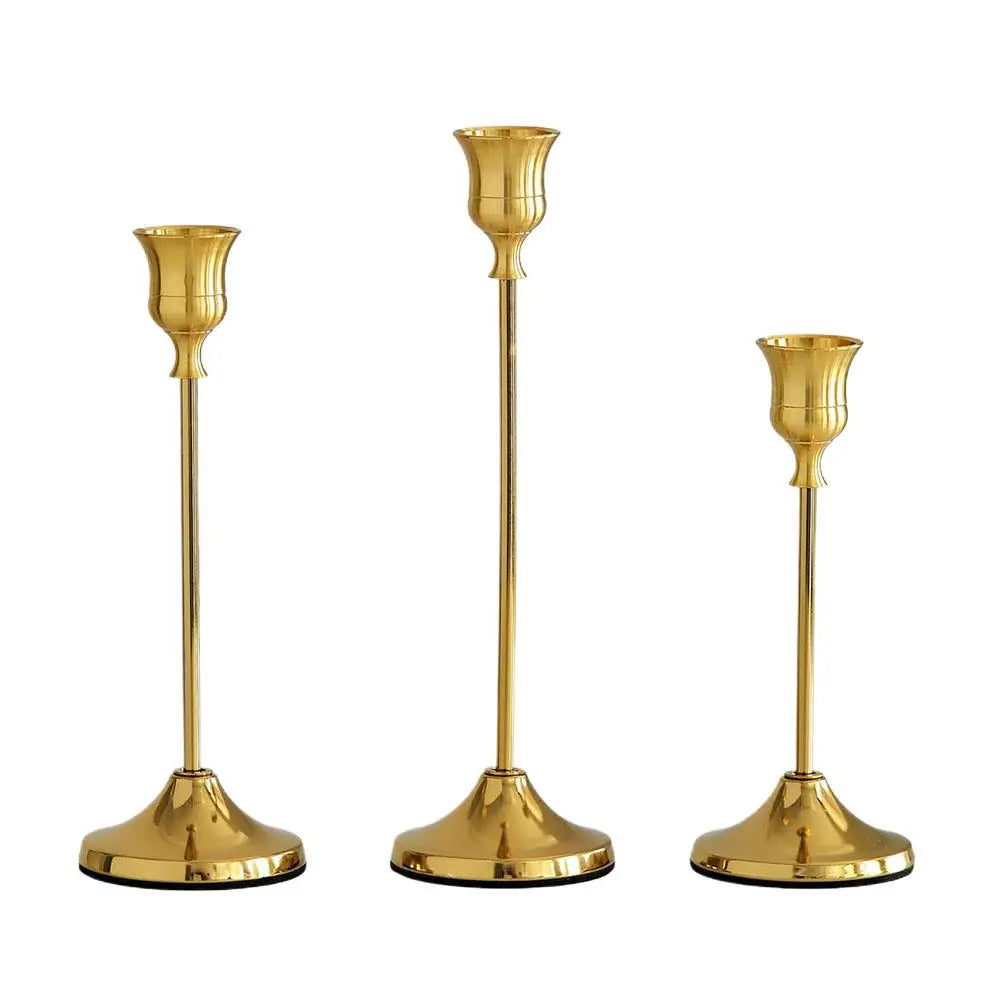 Vintage Metal Taper Candle Holder Set of 3 Elegant Home Decor