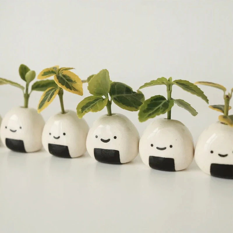 Mini Ceramic Round Bud Vase Unique Shelf Decor Home Accessories
