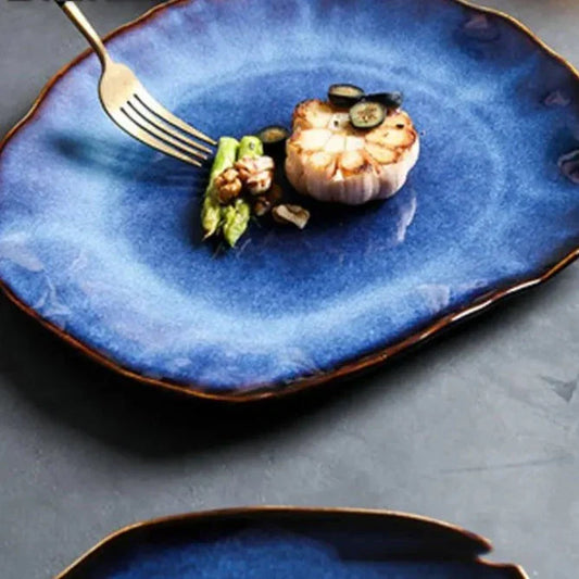 Artisan Kiln Fired Ceramic Plate Set of 4 Handcrafted Dining Decor