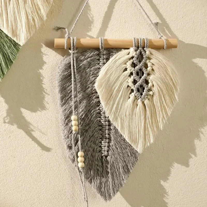 Handmade Macrame Leaf Wall Hanging Boho Woven Leaves Tapestry Home Decor