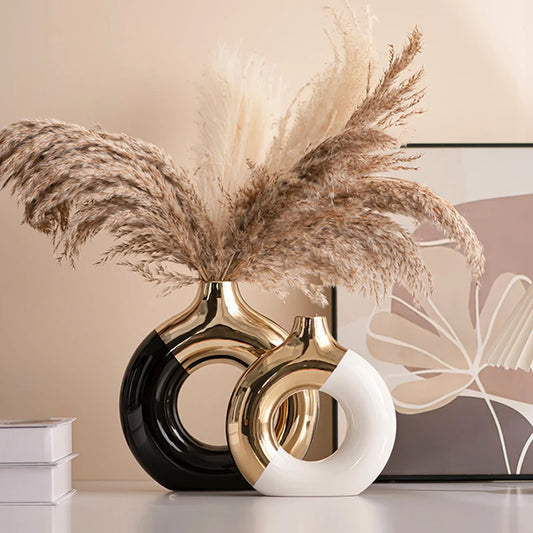 Luxury Nordic Ceramic Flower Vase Minimalist Home Decor Living Room