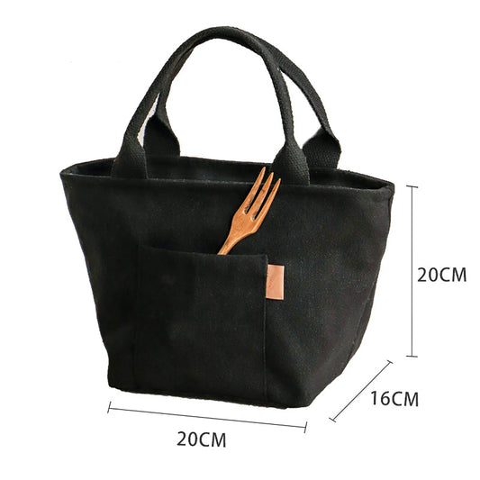 Canvas Insulated Lunch Bag with Zipper Portable Picnic Travel Storage Home Decor
