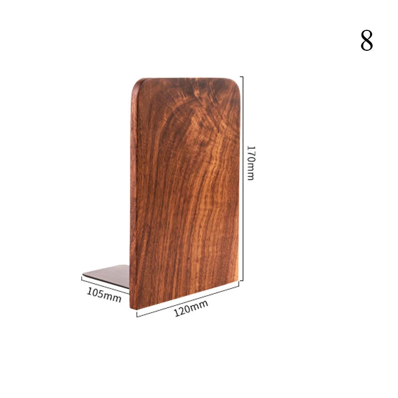 Natural Wood Bookends Desktop Bookshelf Decor Office Home