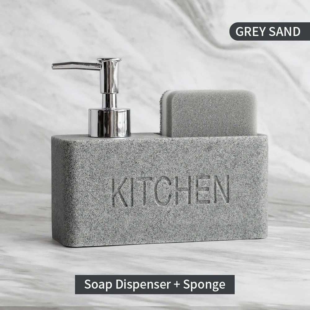 Sandstone Texture Soap Dispenser Set Bathroom Kitchen Decor