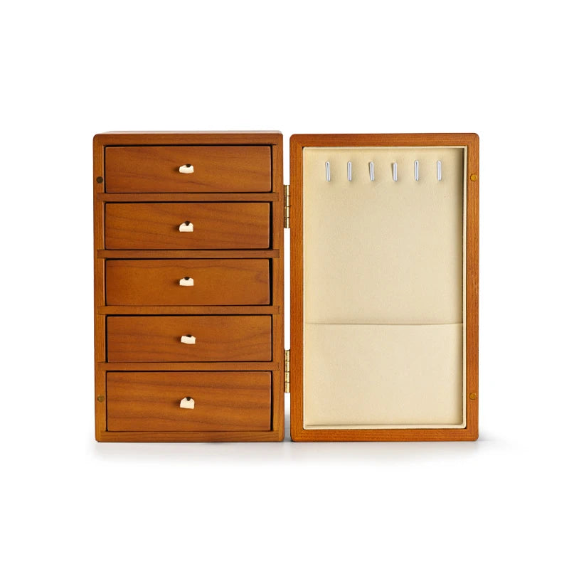 Multi-Layer Wooden Jewellery Box Organiser Velvet Interior Ring Bracelet Storage