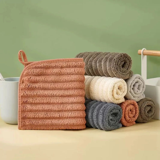 Striped Hanging Hand Towel Set of 5 Soft Quick Dry Kitchen Bathroom Decor