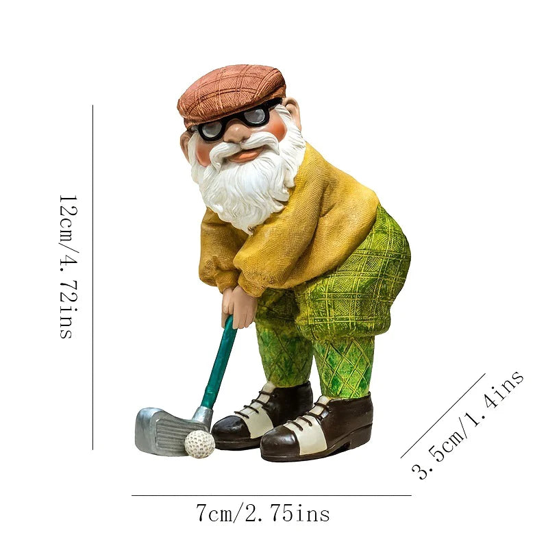 Resin Golf Gnome Garden Ornament Waterproof Outdoor Patio Yard Decor