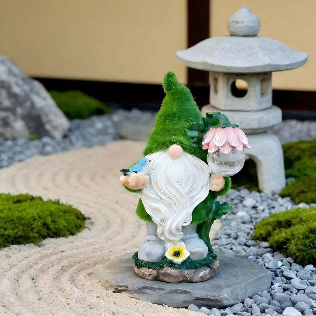Solar LED Garden Gnome Light Waterproof Resin Outdoor Pathway Decor