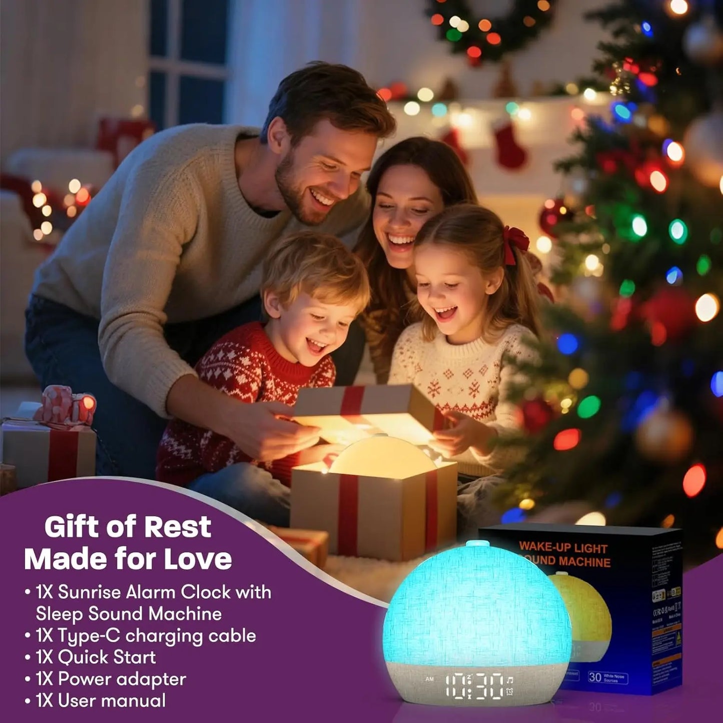 Wake Up Light Sunrise Alarm Clock Sound Machine RGB Night Light