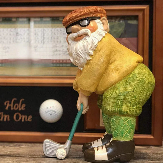 Resin Golf Gnome Garden Ornament Waterproof Outdoor Patio Yard Decor