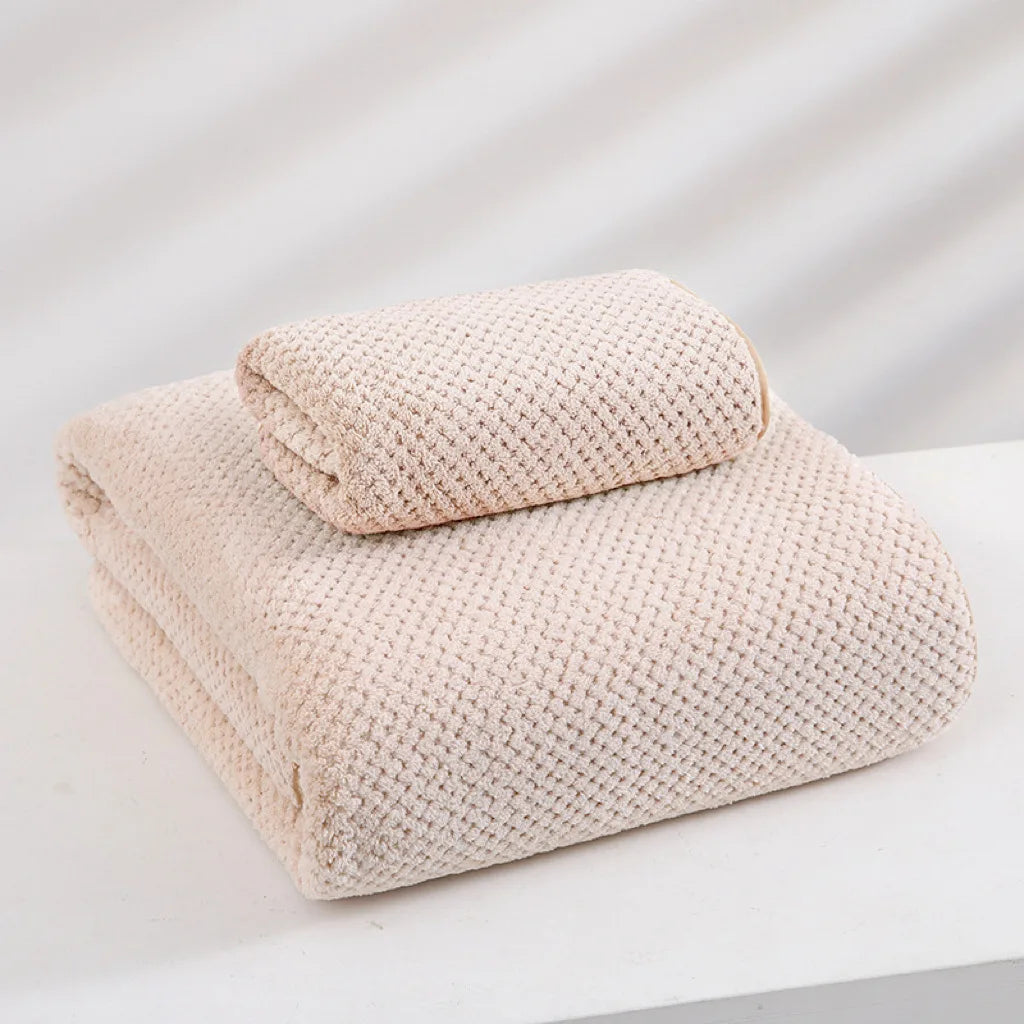 Premium Coral Fleece Bath Towel Set Quick Dry Absorbent Bathroom Decor