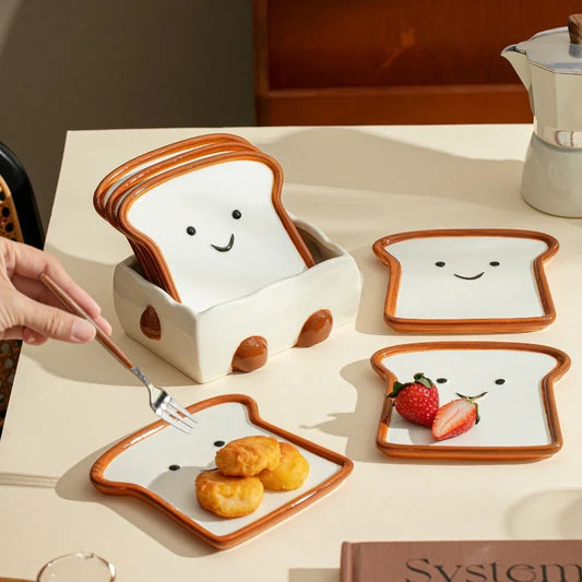 Toast Shaped Ceramic Seasoning Dish Cute Snack Plate Sushi