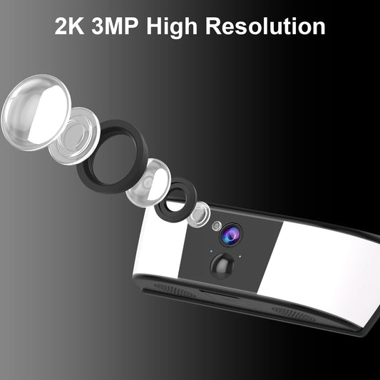 2K Solar Outdoor Security Camera WiFi Battery Powered Night Vision Home Protection
