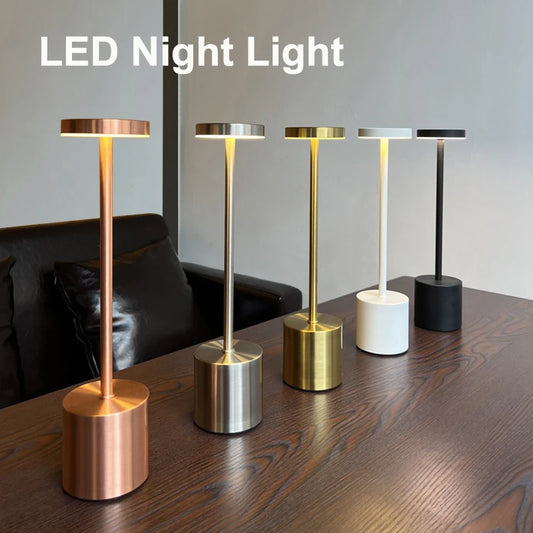 Nordic Alloy Cordless Table Lamp 3-Colour Touch Dimmable Rechargeable Home Decor