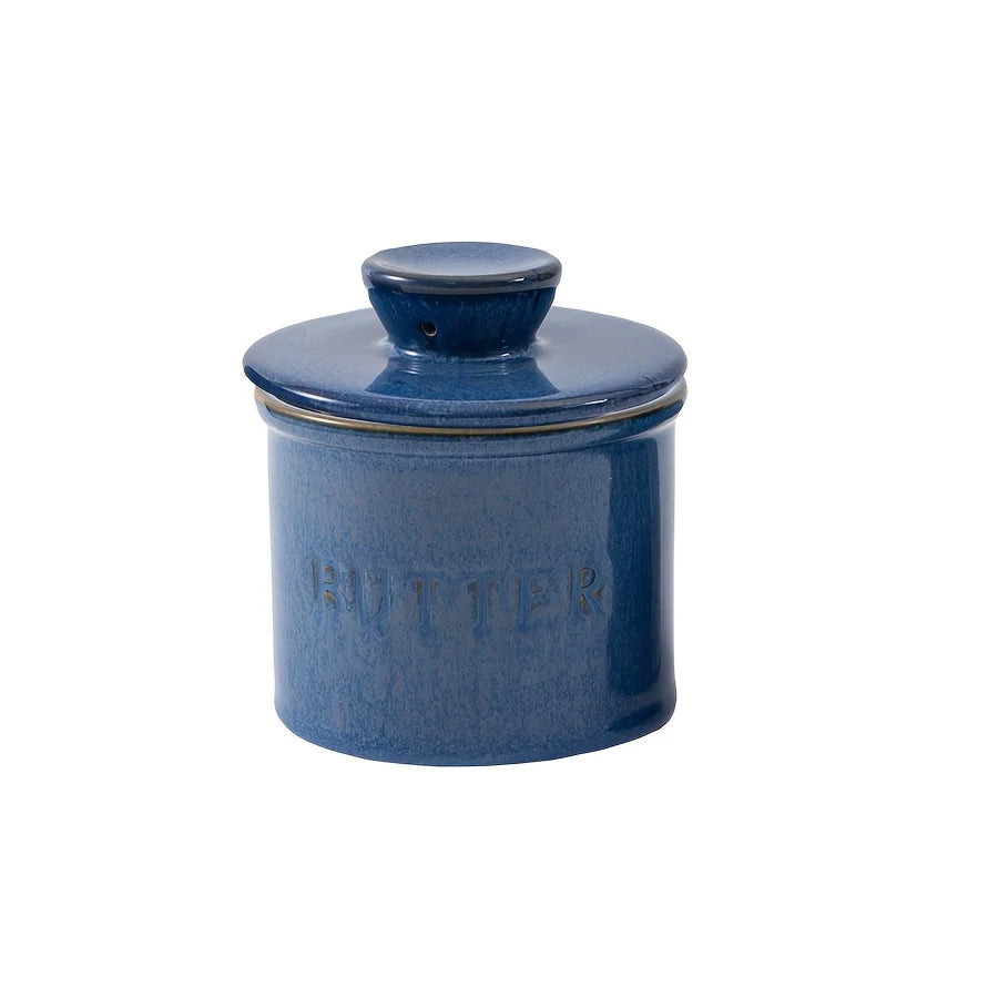 Artisan Kiln Turned Ceramic Butter Dish with Lid Kitchen Counter Decor