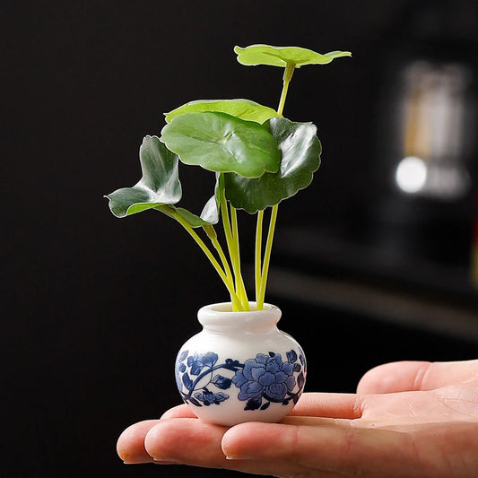 Mini Blue and White Porcelain Bud Vase Ceramic Shelf Decor