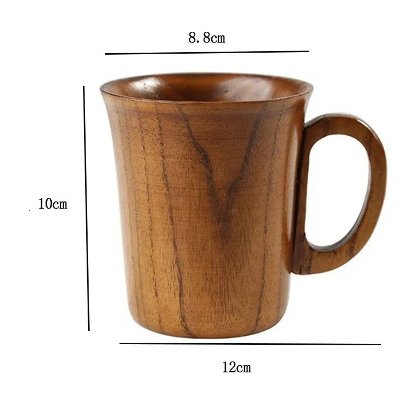 Natural Wood Coffee Mug Set Handcrafted Unique Grain Kitchen Decor