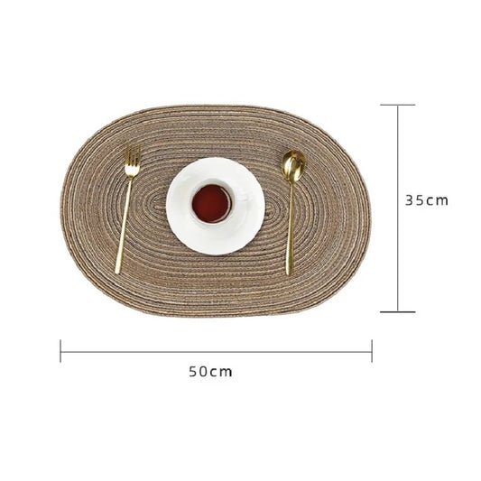 Oval Woven Placemat Set Natural Braided Dining Table Mat