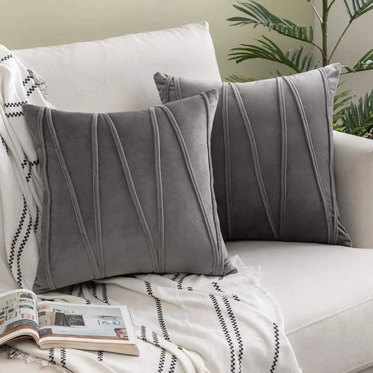 Velvet Wavy Line Cushion Cover Minimalist Textured Sofa Pillow Cover Home Decor