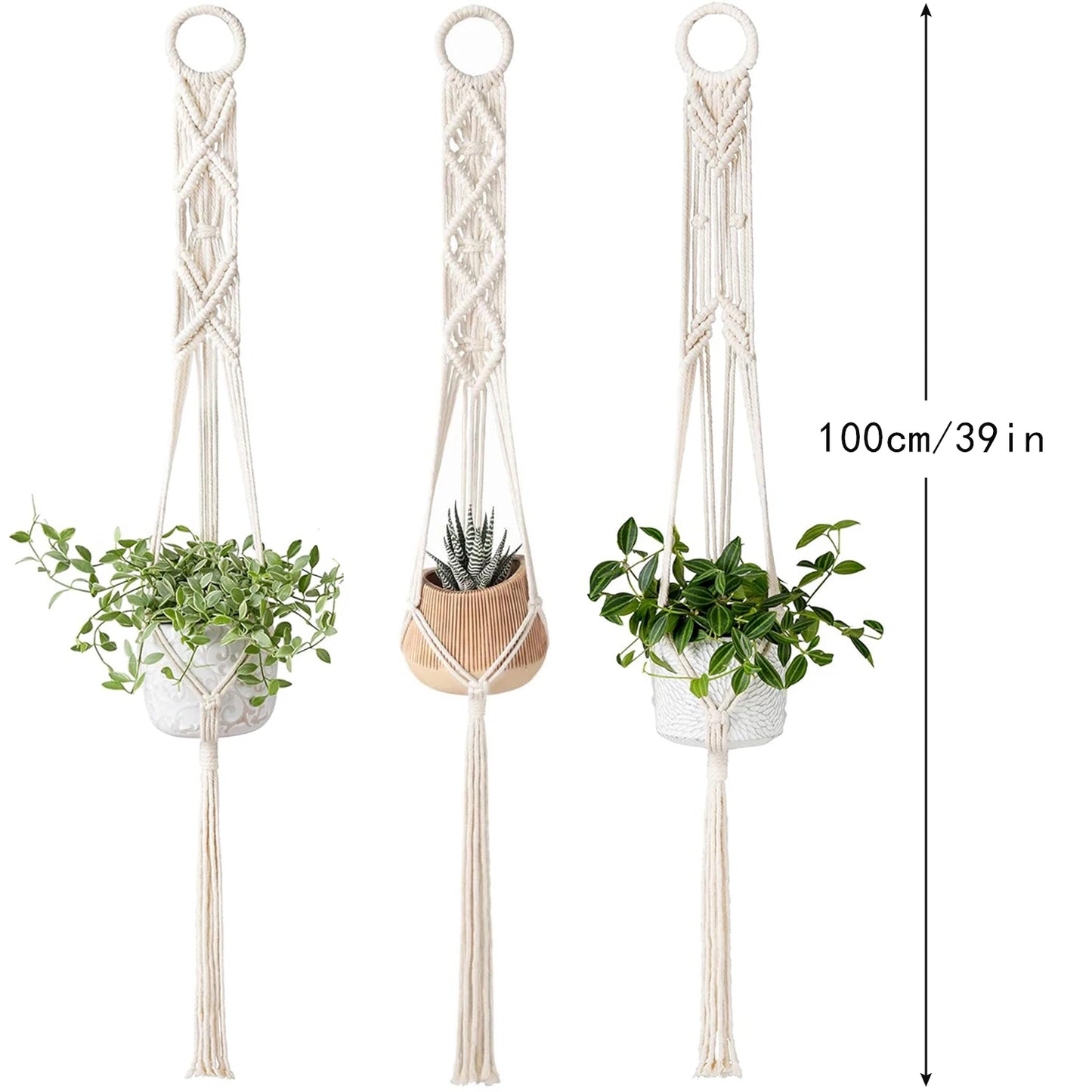 Boho Macrame Plant Hanger Set of 3 Indoor Outdoor Wall Hanging Planter Home Decor