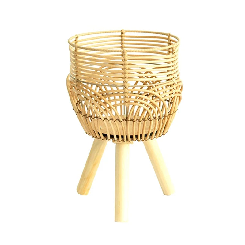 Tall Rattan Plant Stand Woven Bamboo Indoor Floor Standing Planter Home Decor