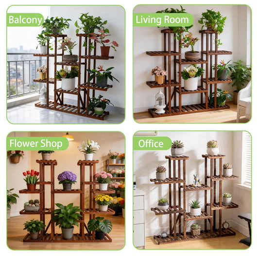 Wooden Plant Shelf Multi Tier Flower Pot Stand Indoor Outdoor Display