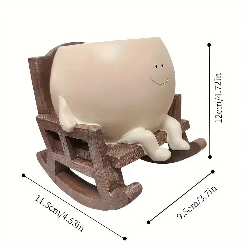 Smiley Face Flower Pot Resin Cheerful Desk Windowsill Ornament