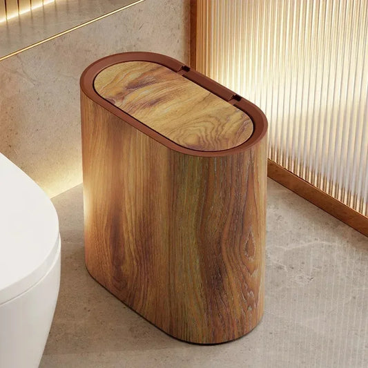 Nordic Marble Texture Press-Top Trash Can Narrow Odour-Proof Bathroom Home Decor