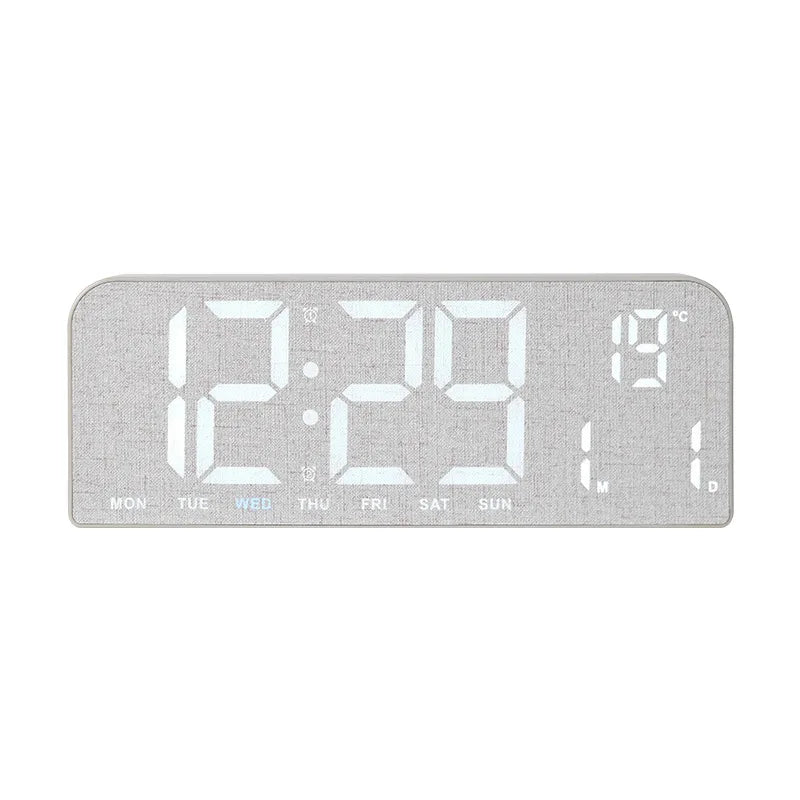Digital Wooden Wall and Desk Clock LED Countdown Dual Alarm Temperature Display Home Decor