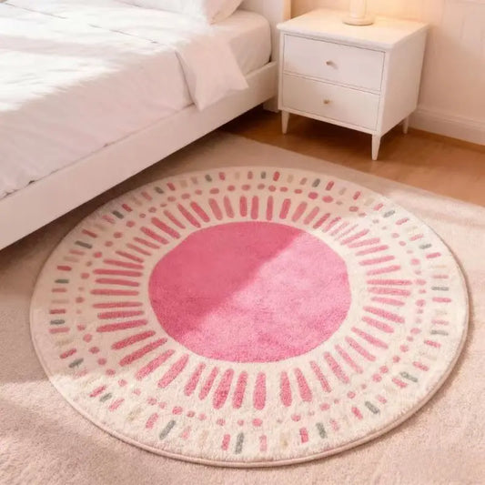 Cream Style Fluffy Round Rug Plush Soft Carpet Living Room Bedroom