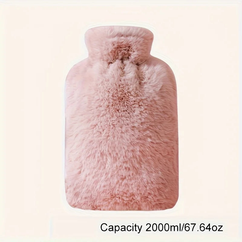 Plush Cover Hot Water Bottle 1L and 2L Leak-Proof Warm Winter Comfort Home Decor