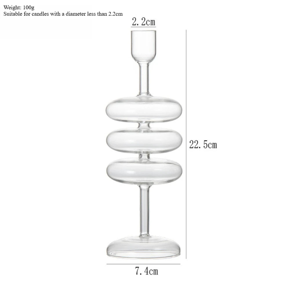 Nordic Coloured Glass Taper Candle Holder Dining Table Decor