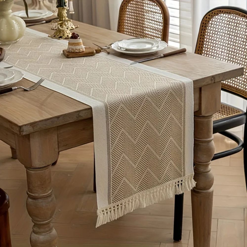 Woven Zigzag Texture Table Runner Dining Table Linen Home Decor