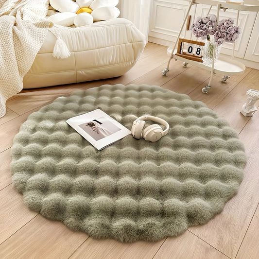 Round Bubble Rug Soft Fluffy Fleece Circle Carpet Bedroom Home Decor