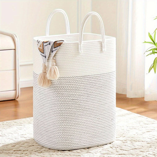 Extra Large Woven Cotton Laundry Hamper with Handles Home Decor
