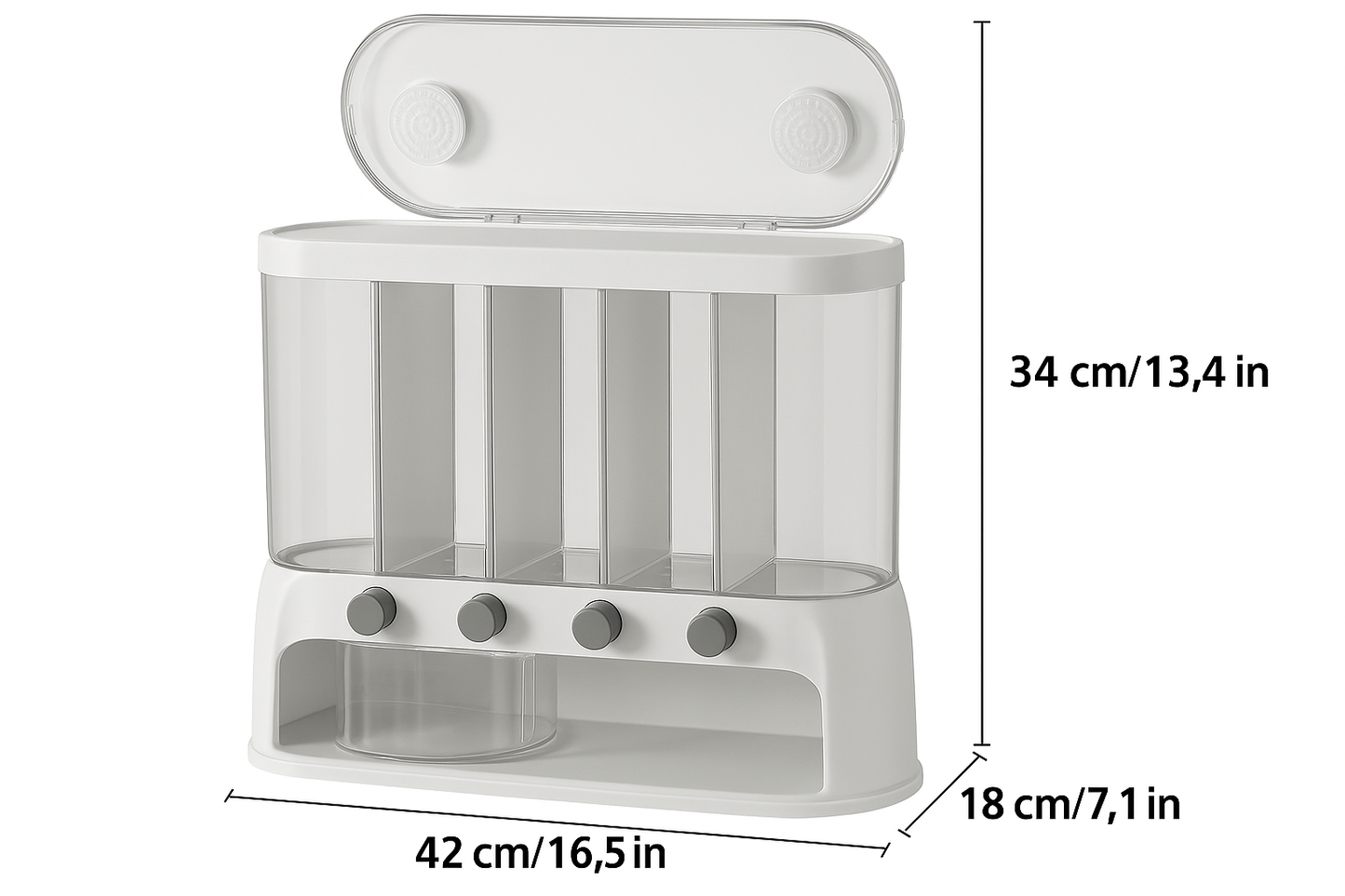 5-Compartment Airtight Pantry Storage Container Rotating Flip-Top Lid Kitchen Home Decor