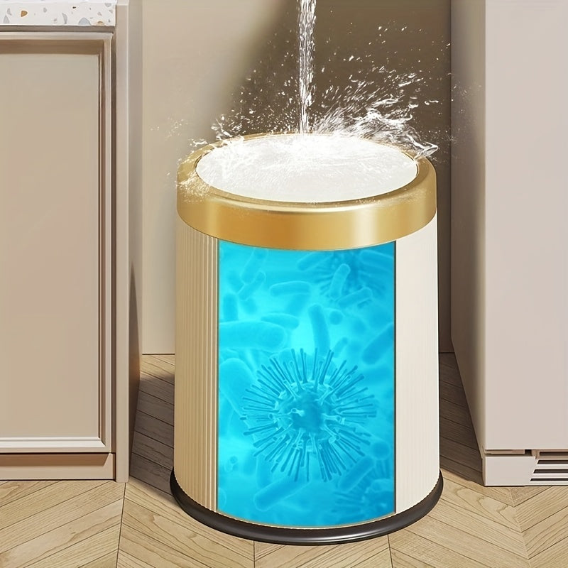 Luxury Oval Press-Top Trash Can with Dual Inner Bucket Bathroom Home Decor