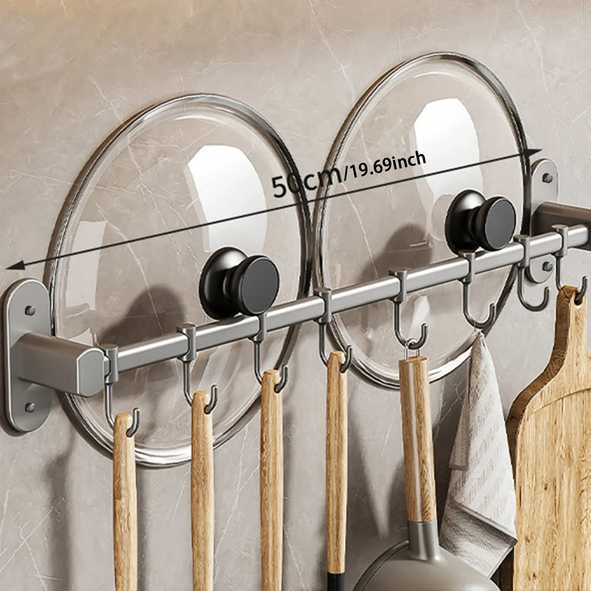 Wall Mounted Kitchen Storage Rack Pan Lid Utensil Organiser Kitchen Decor