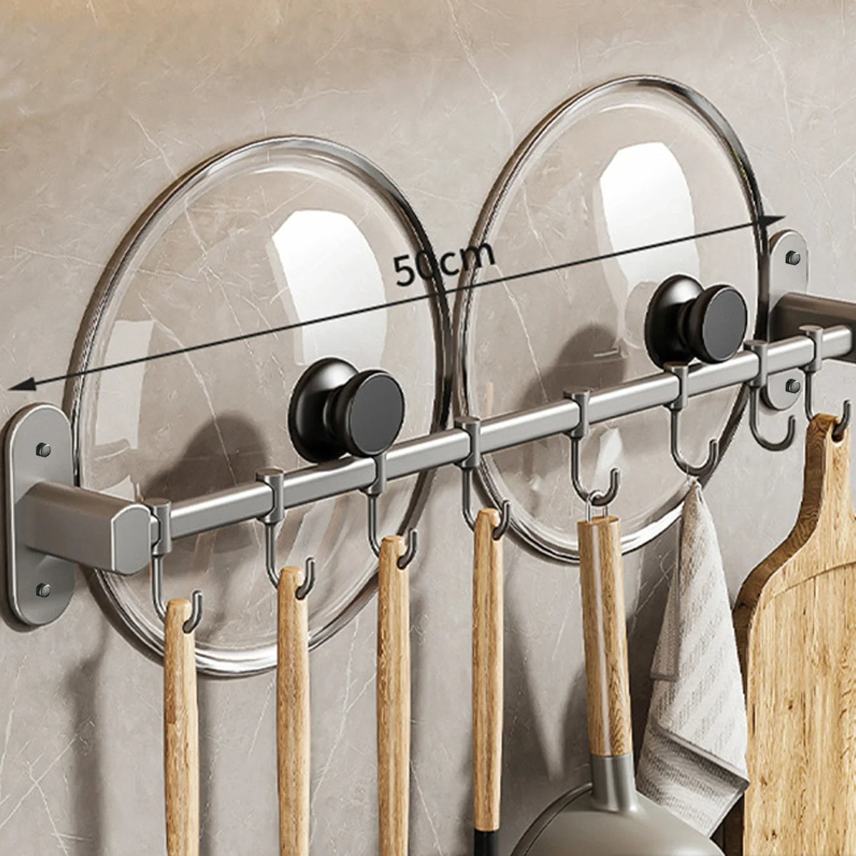 Wall Mounted Kitchen Storage Rack Pan Lid Utensil Organiser Kitchen Decor