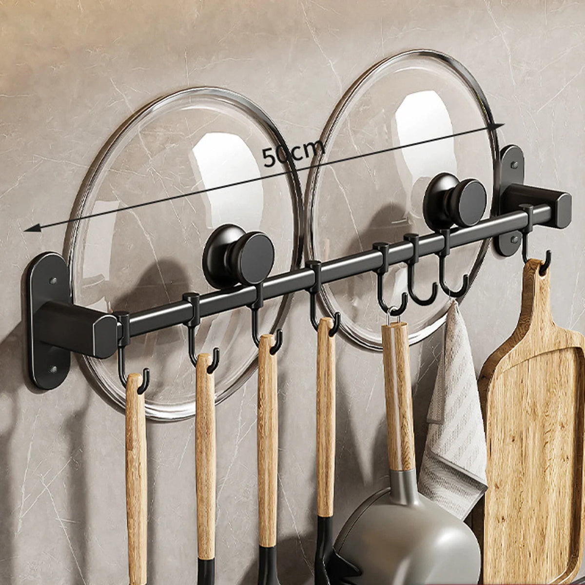 Wall Mounted Kitchen Storage Rack Pan Lid Utensil Organiser Kitchen Decor